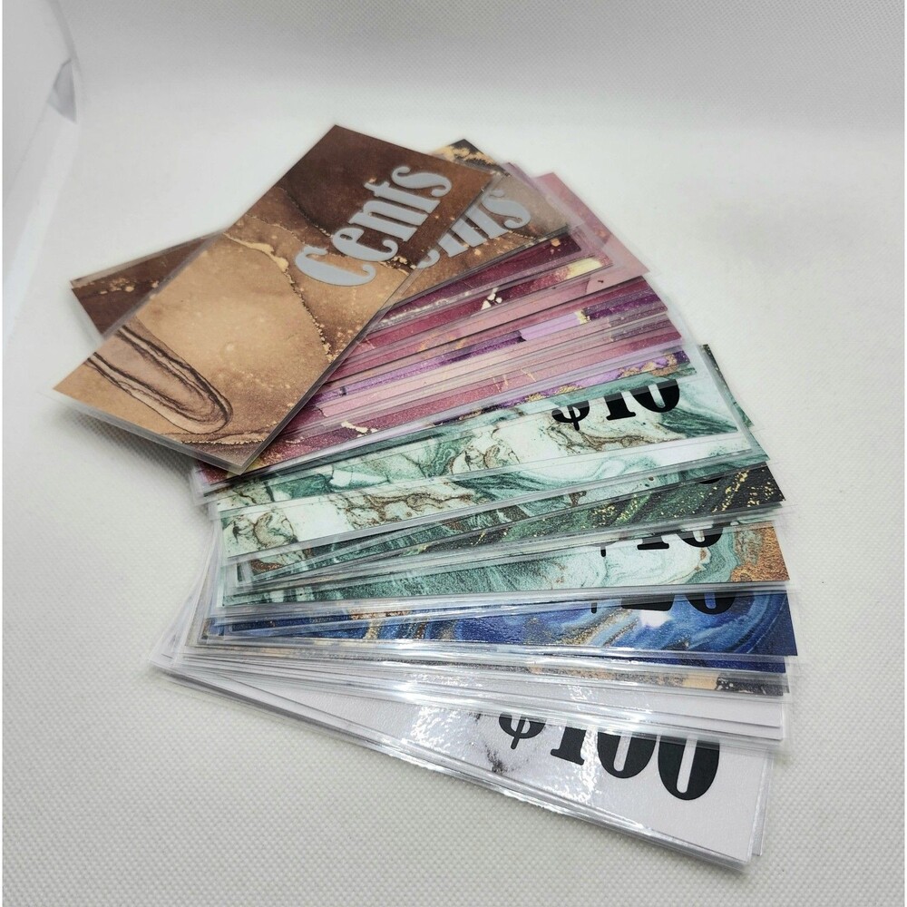 Budget Cash Envelope Placeholders  Fit A5 Envelopes Marbled Colors $1-$100
